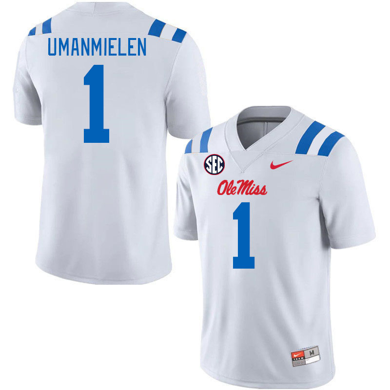 Men #1 Princely Umanmielen Ole Miss Rebels 2024 New Uniforms College Football Jerseys Stitched-White